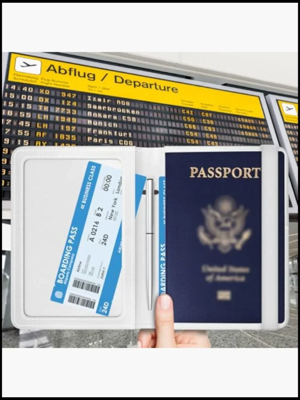 Premium Leather Passport Wallet RFID Blocking Travel Accessory Compact - Picture 2 of 6